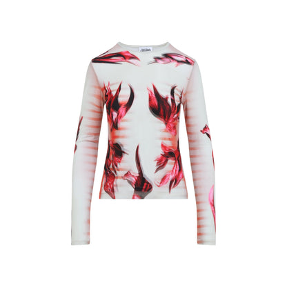 Jean Paul Gaultier Layered Long Sleeves Top Printed "Flower Body Morphing Mariniere" Women by Luosophy