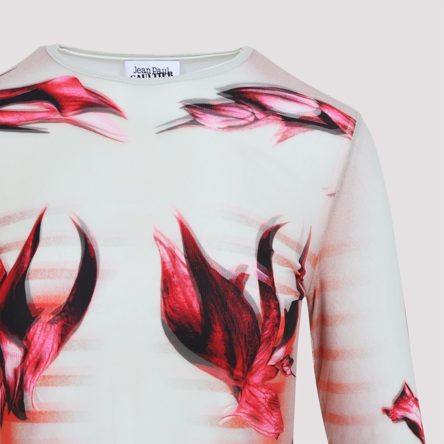 Jean Paul Gaultier Layered Long Sleeves Top Printed "Flower Body Morphing Mariniere" Women by Luosophy
