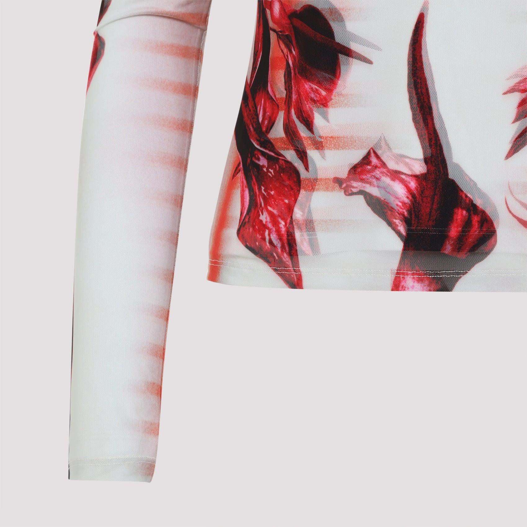 Jean Paul Gaultier Layered Long Sleeves Top Printed "Flower Body Morphing Mariniere" Women by Luosophy