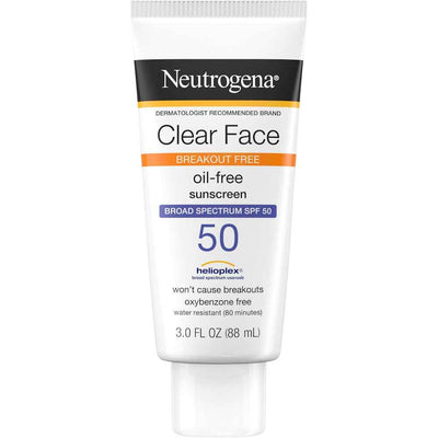Neutrogena Sunscreen, Oil Free, Clear Face, Broad Spectrum Spf 50 3 Fl Oz