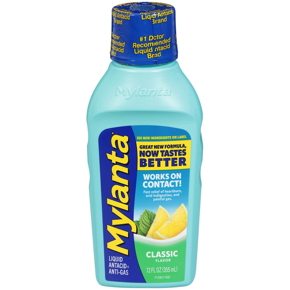 Mylanta Antacid + Anti Gas, Liquid, Classic Flavor 12 Fl Oz 