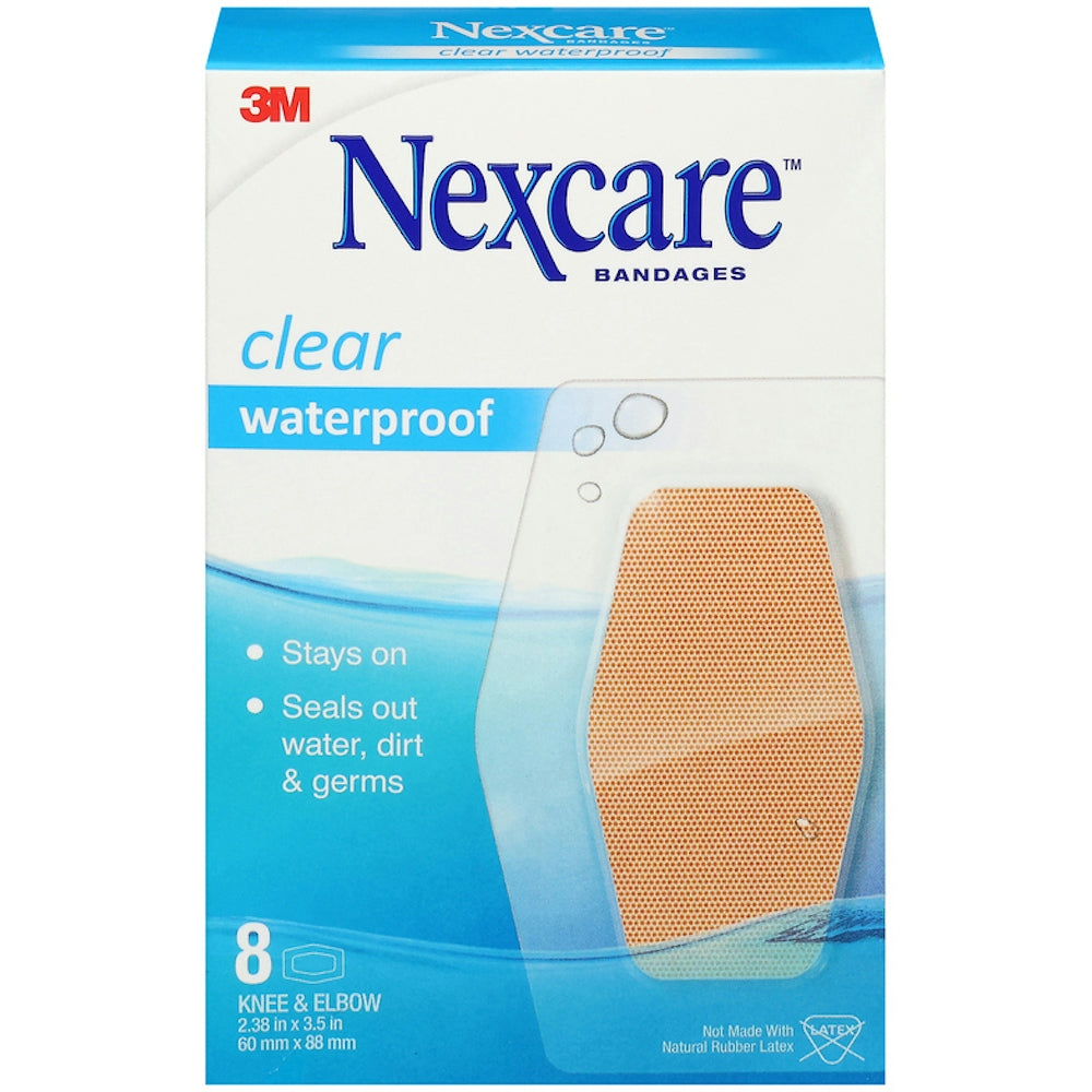 Nexcare Waterproof Bandages, Knee &amp; Elbow Size, 360-Degree Seal, 8 Count by Pasteur Pharmacy