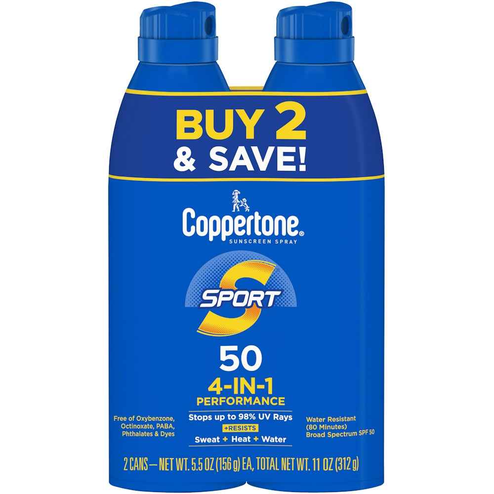 Coppertone Sport SPF 50 Sunscreen Spray, 5.5oz, Pack Of 2 AERO