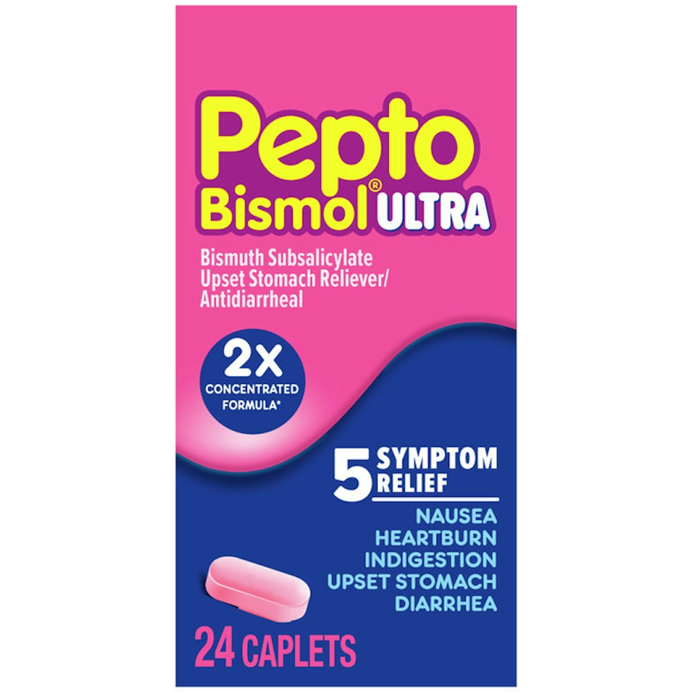 Pepto Bismol Ultra Caplets, Upset Stomach 5 Symptom Fast Relief by Pasteur Pharmacy