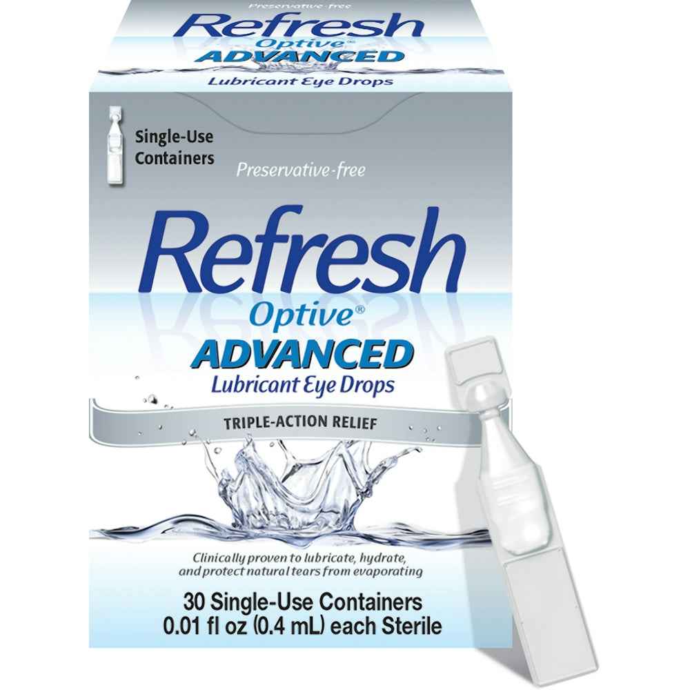 Refresh Optive Advanced Preservative-Free Lubricant Eye Drops - 30 Single-Use Containers