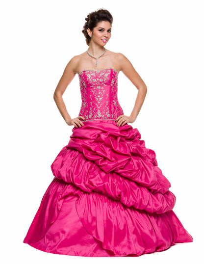 CLEARANCE - Juliet 302 Poofy Taffeta A-Line Strapless Embroidered Bodice Quinceanera Dress by DiscountDressShop