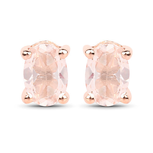 18K Rose Gold Plated 0.80 Carat Genuine Morganite .925 Sterling Silver Earrings  DestGlow