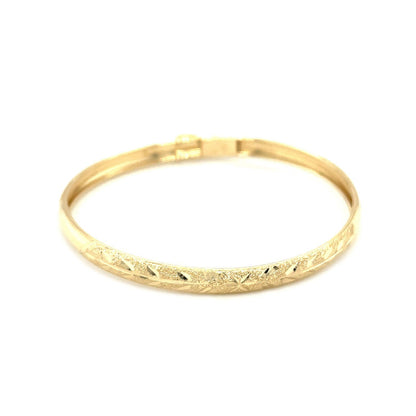 10k Yellow Gold Dome Childrens Diamond Cut Florentine Bangle by Bids.com