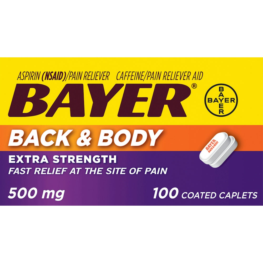 Bayer Back &amp; Body Extra Strength Pain Reliever Aspirin W Caffeine, 500mg Coated Tablets by Pasteur Pharmacy