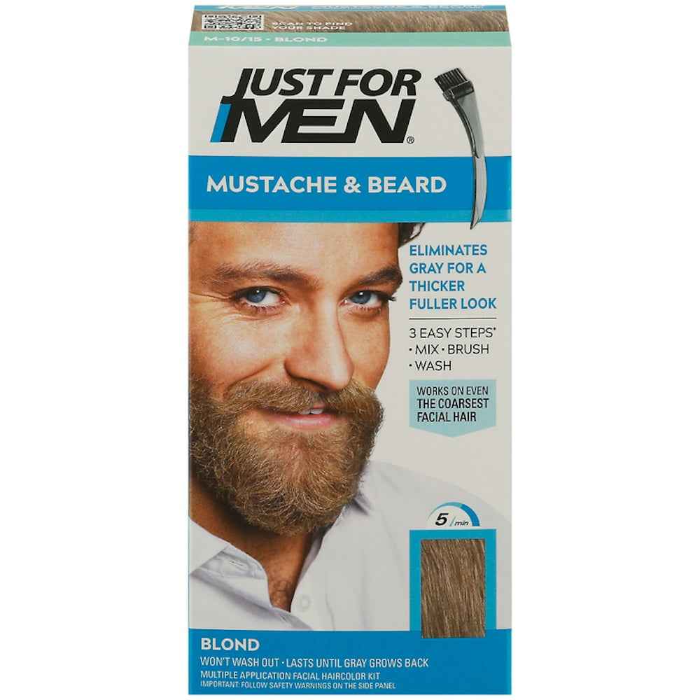 Just For Men Mustache &amp; Beard Brush-In Color Gel, Blond M-10/15