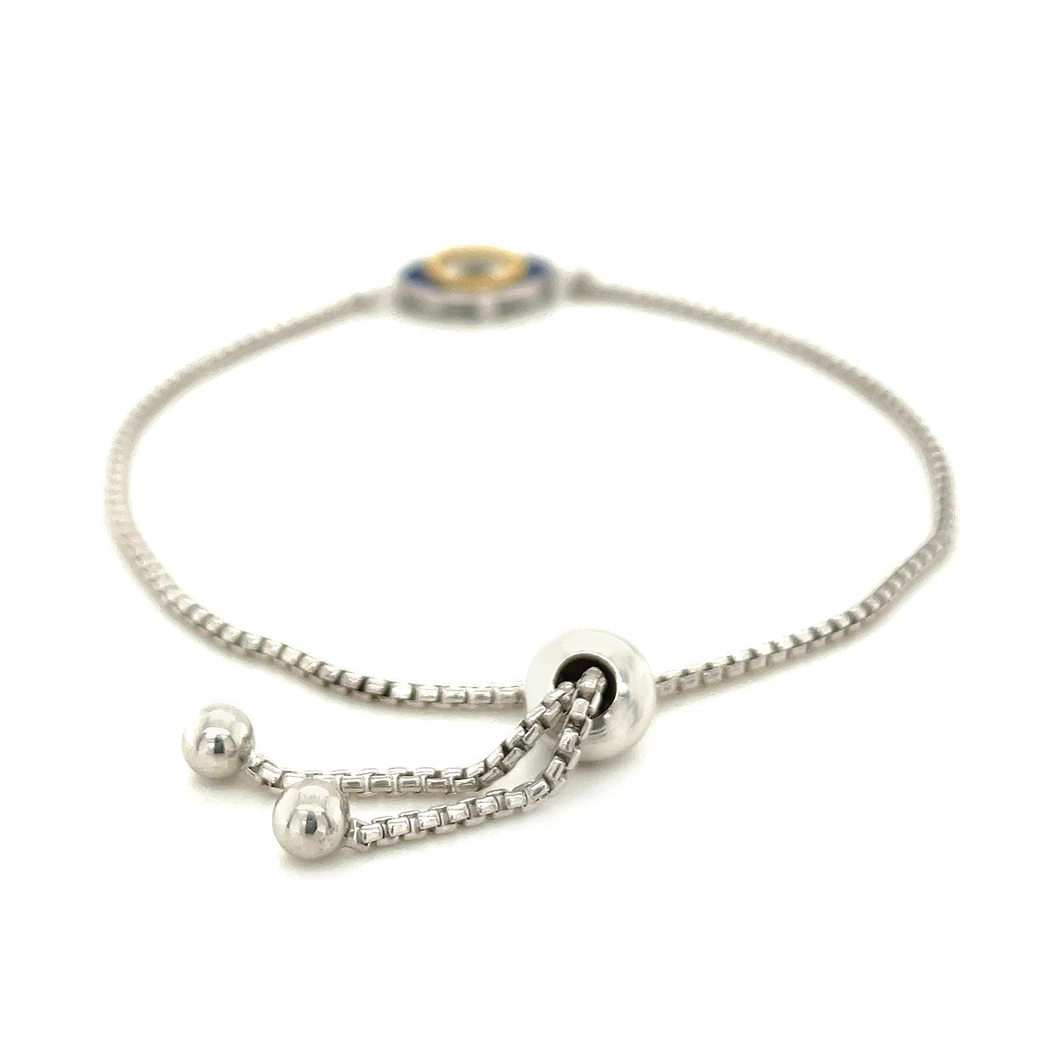 Sterling Silver Adjustable Two Toned Enameled Evil Eye Friendship Bracelet by Bids.com