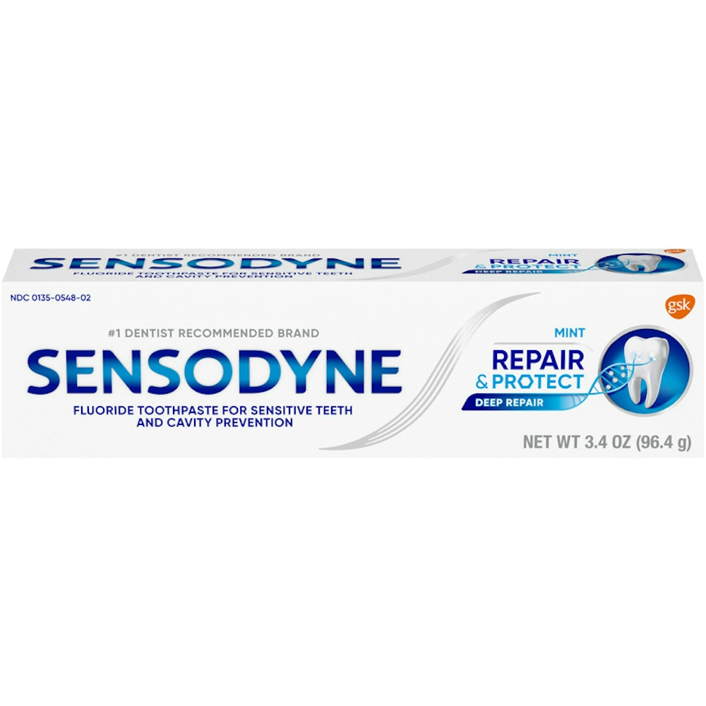 Sensodyne Mint Repair &amp; Protect Fluoride Toothpaste For Sensitive Teeth And Cavity Prevention - 3.4 Ounce by Pasteur Pharmacy