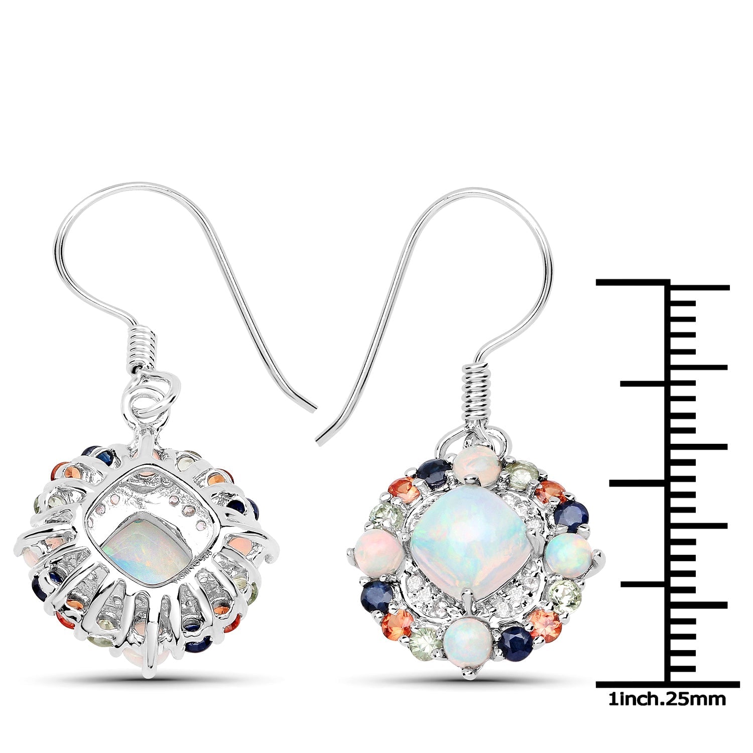 4.73 Carat Genuine Multi Stone .925 Sterling Silver Earrings  DestGlow