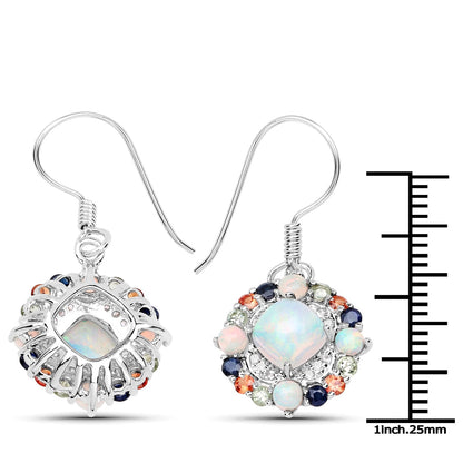 4.73 Carat Genuine Multi Stone .925 Sterling Silver Earrings  DestGlow
