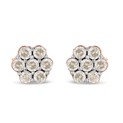 10K Rose Gold Diamond Floral Stud Earrings (0.5 cttw, J-K Color, I1-I2 Clarity) by Bids.com