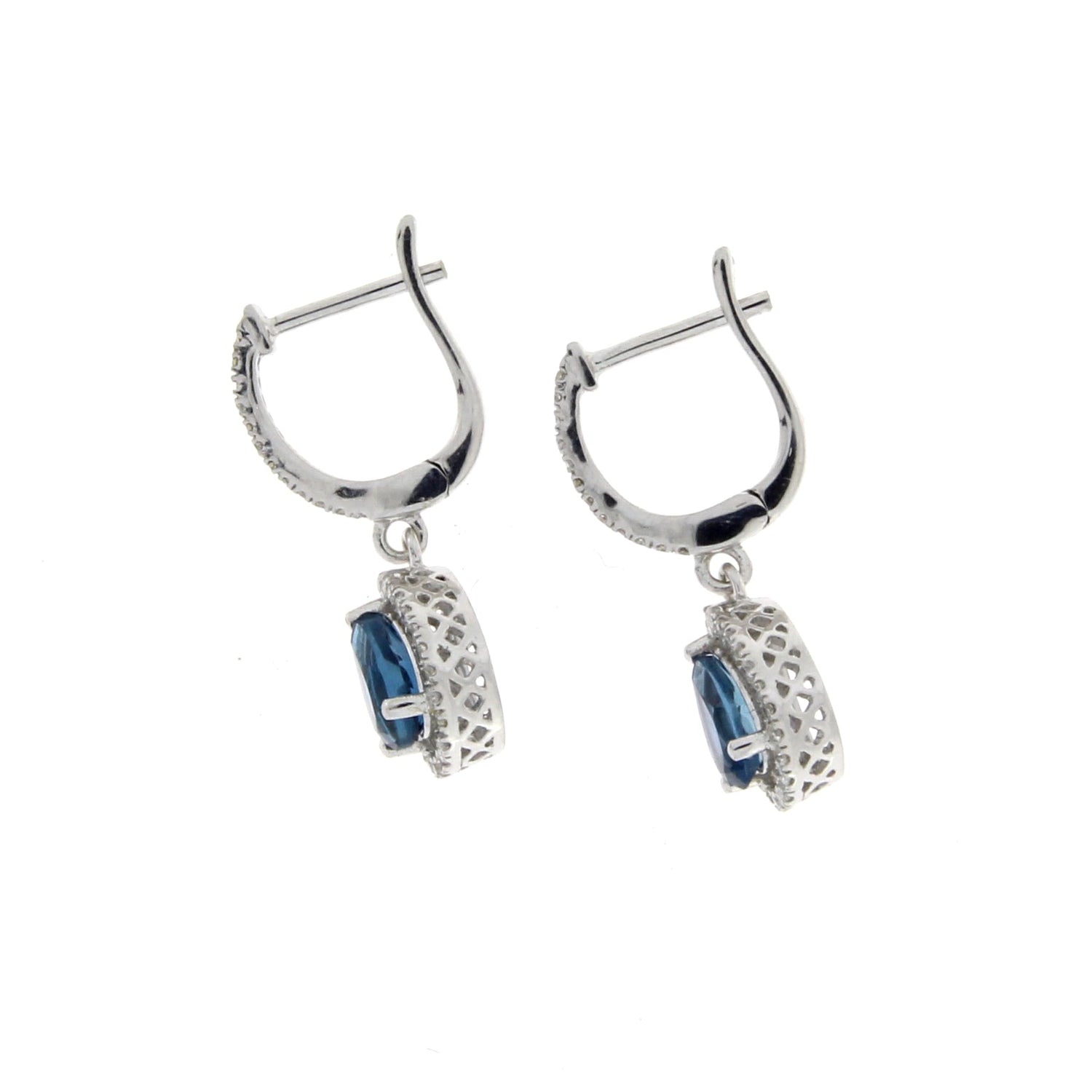 .88ct London Blue Topaz Dangle Earrings 14KT White Gold by Bids.com