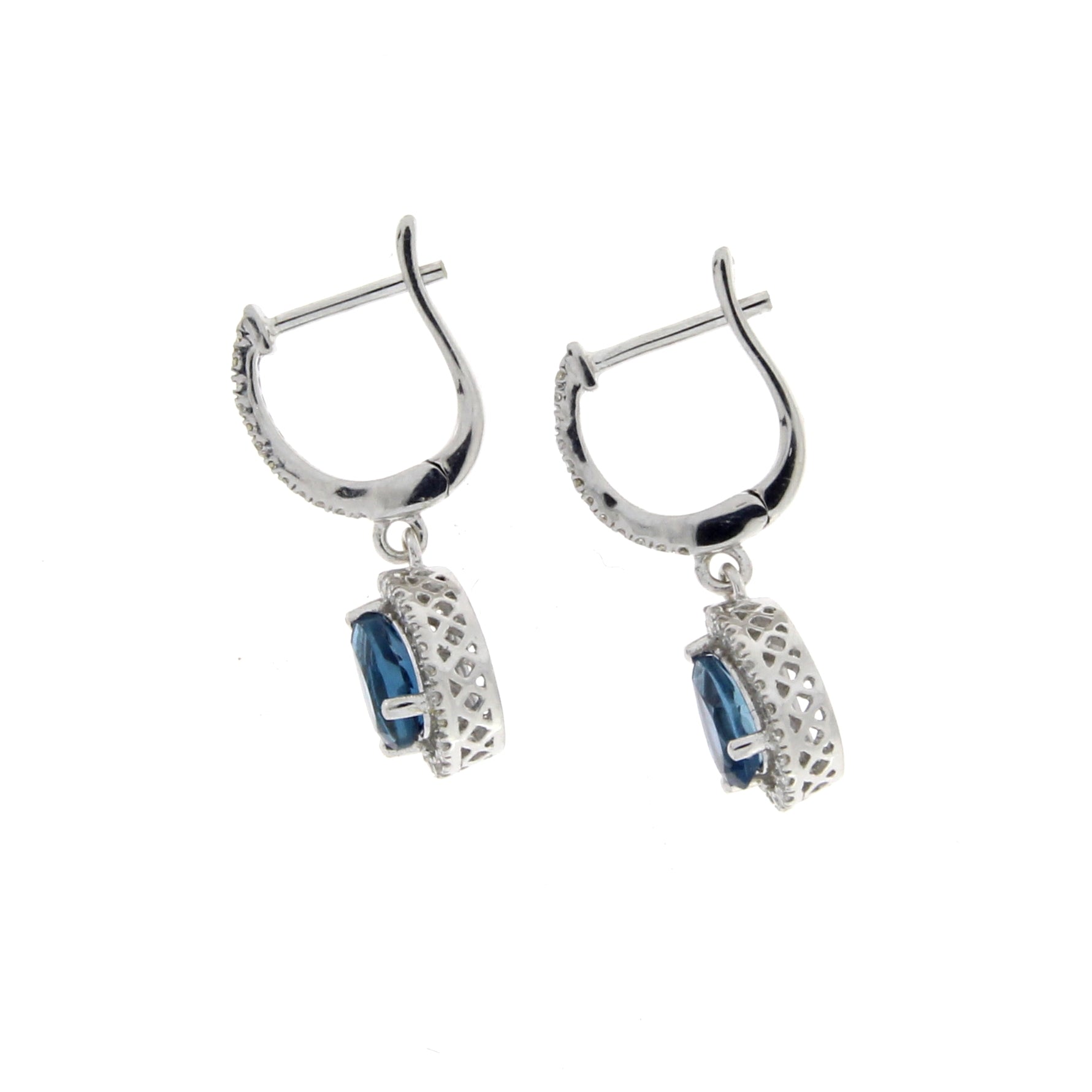 .88ct London Blue Topaz Dangle Earrings 14KT White Gold by Bids.com