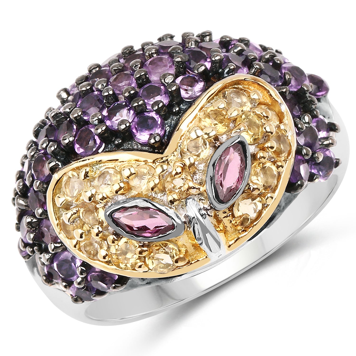 2.01 Carat Genuine Rhodolite and Amethyst .925 Sterling Silver Ring by Bids.com