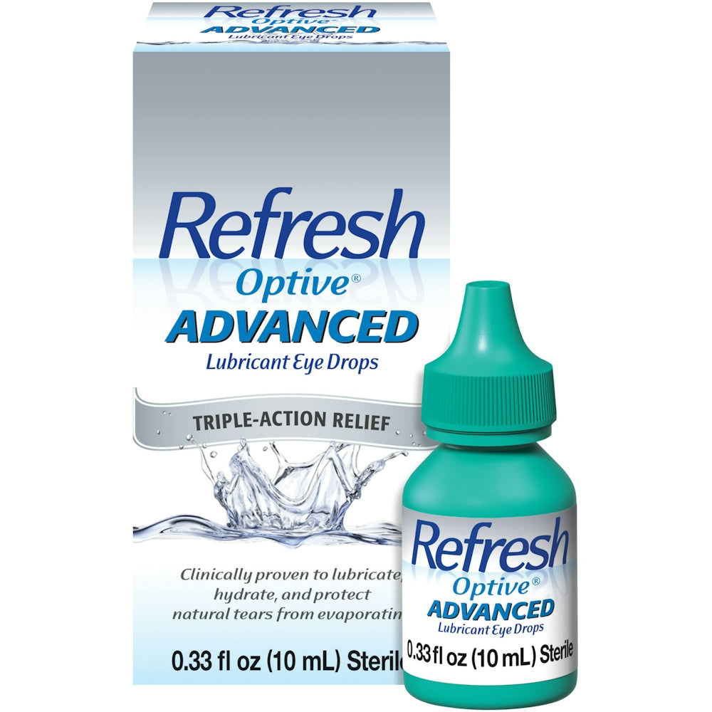 Refresh Optive, Eye Drops, Lubricant, Advanced, Triple-Action Relief, 0.33 Fl Oz by Pasteur Pharmacy