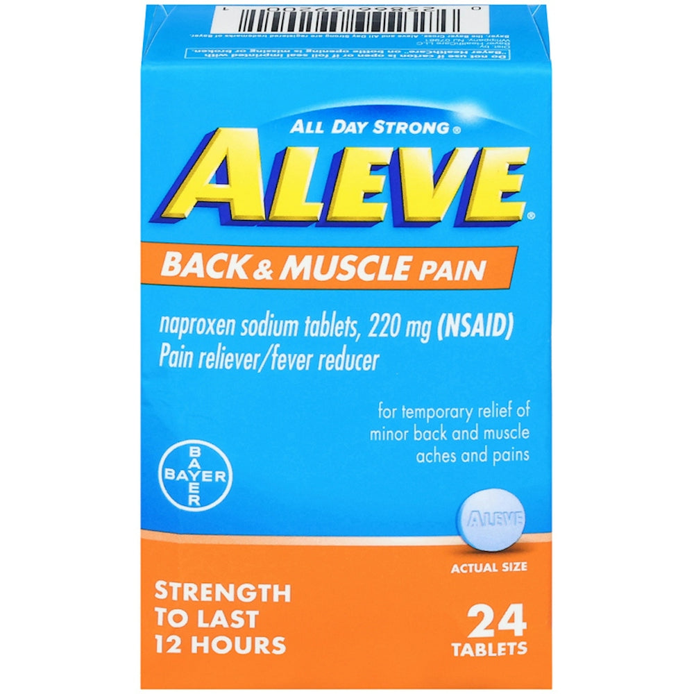 Aleve Back &amp; Muscle Pain Reliever, Naproxen Sodium 220mg, 24 Count Tablets by Pasteur Pharmacy