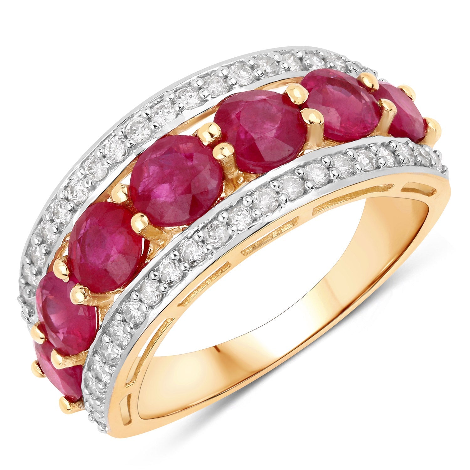 3.24 Carat Genuine Ruby and White Diamond 14K Yellow Gold Ring by Bids.com