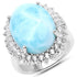 17.62 Carat Genuine Larimar and White Topaz .925 Sterling Silver Ring by Bids.com