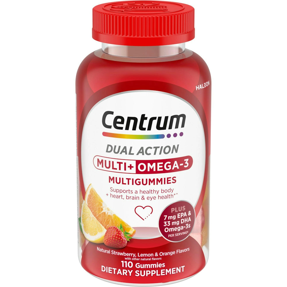 Centrum Multigummies, Multi + Omega 3, Gummies, Natural Strawberry, Lemon &amp; Orange Flavors 100 ct by Pasteur Pharmacy