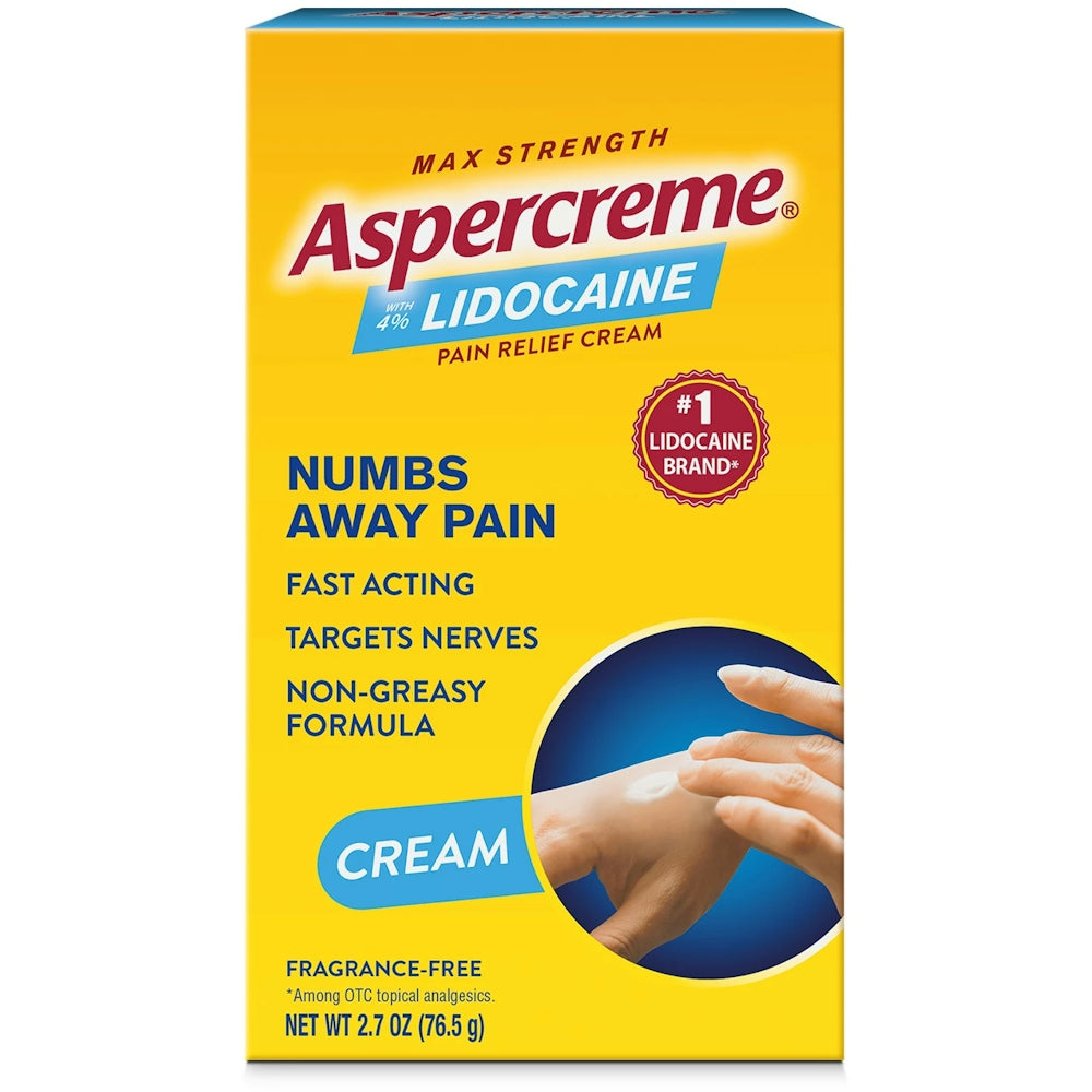 Aspercreme Lidocaine Pain Relief Cream with Moisturizing Aloe, 2.7 oz Tube by Pasteur Pharmacy