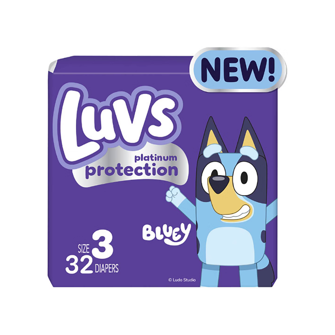 Luvs Platinum Protection Baby Diapers Bluey Designs Size 3 (32 Count)  DestGlow