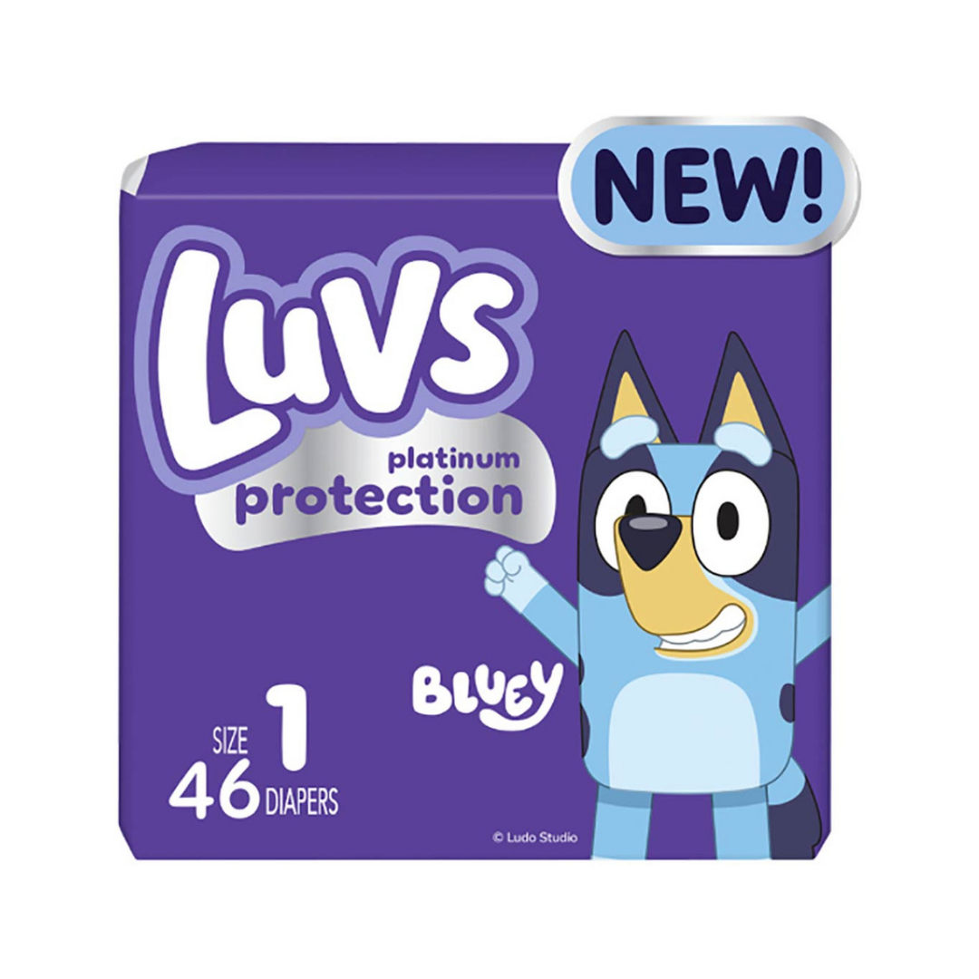 Luvs Platinum Protection Baby Diapers Bluey Size 1 (46 Count)  DestGlow