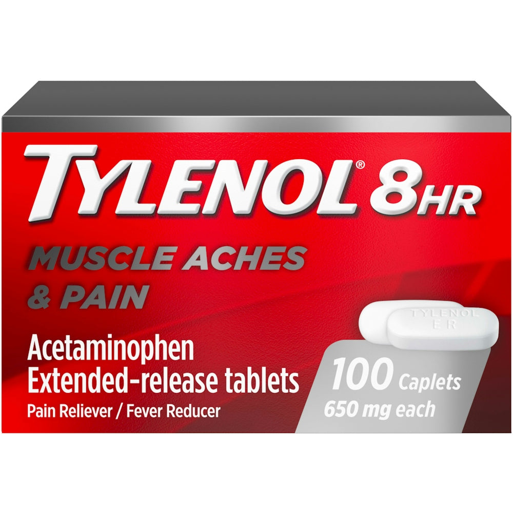 Tylenol 8 HR Muscle Aches &amp; Pain, 650mg Extended-Release, 100 Caplets by Pasteur Pharmacy