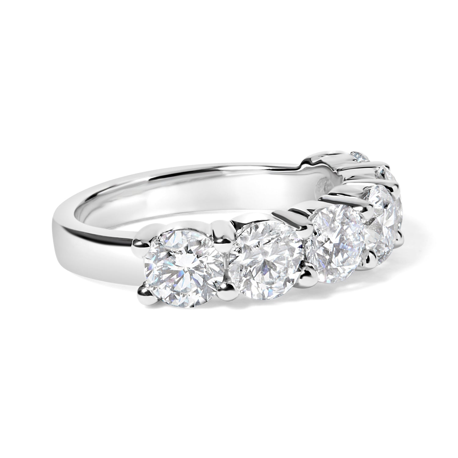 14K White Gold 3.0 Cttw Lab-Grown Diamond Shared Prong Set 6 Stone Band Ring (G-H Color, VS2-SI1 Clarity) - Ring Size 7  DestGlow