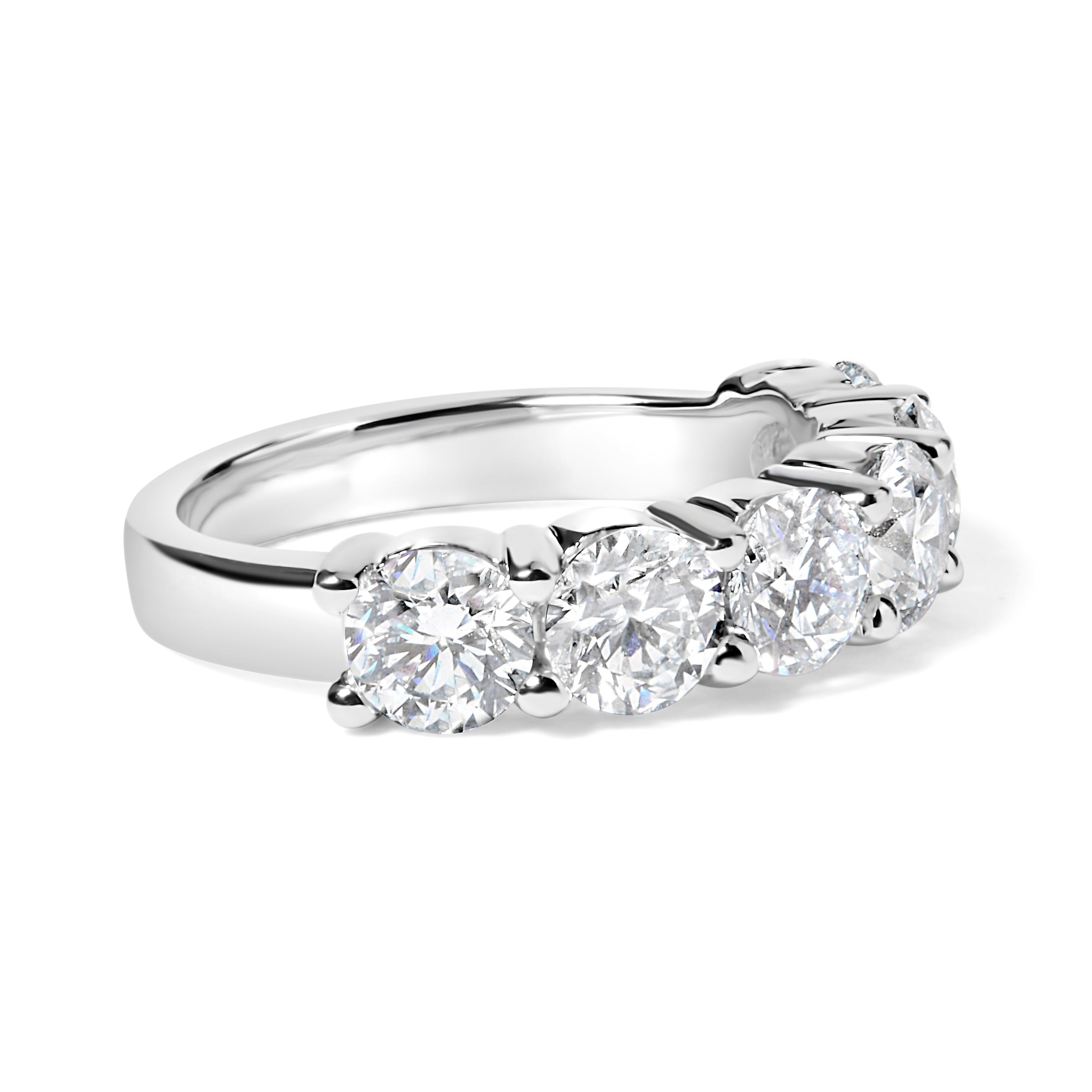 14K White Gold 3.0 Cttw Lab-Grown Diamond Shared Prong Set 6 Stone Band Ring (G-H Color, VS2-SI1 Clarity) - Ring Size 7  DestGlow