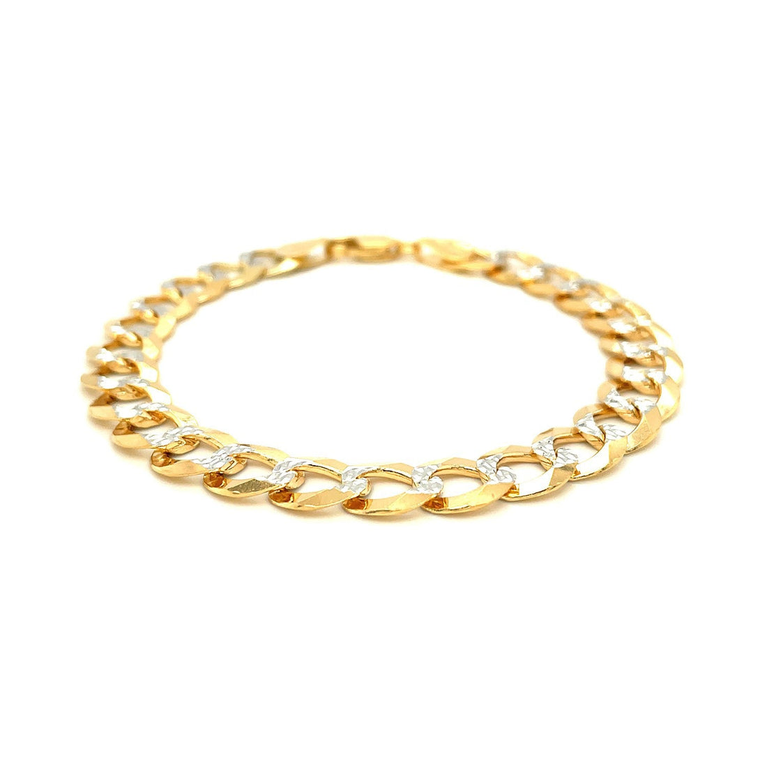 10 mm 14k Two Tone Gold Pave Curb Bracelet by Bids.com