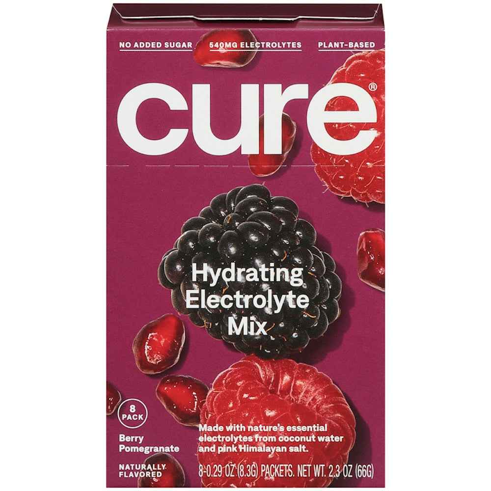 Cure Hydration Electrolyte Vegan Drink Mix Powder - Berry Pomegranate  8Ct
