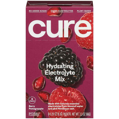 Cure Hydration Electrolyte Vegan Drink Mix Powder - Berry Pomegranate  8Ct