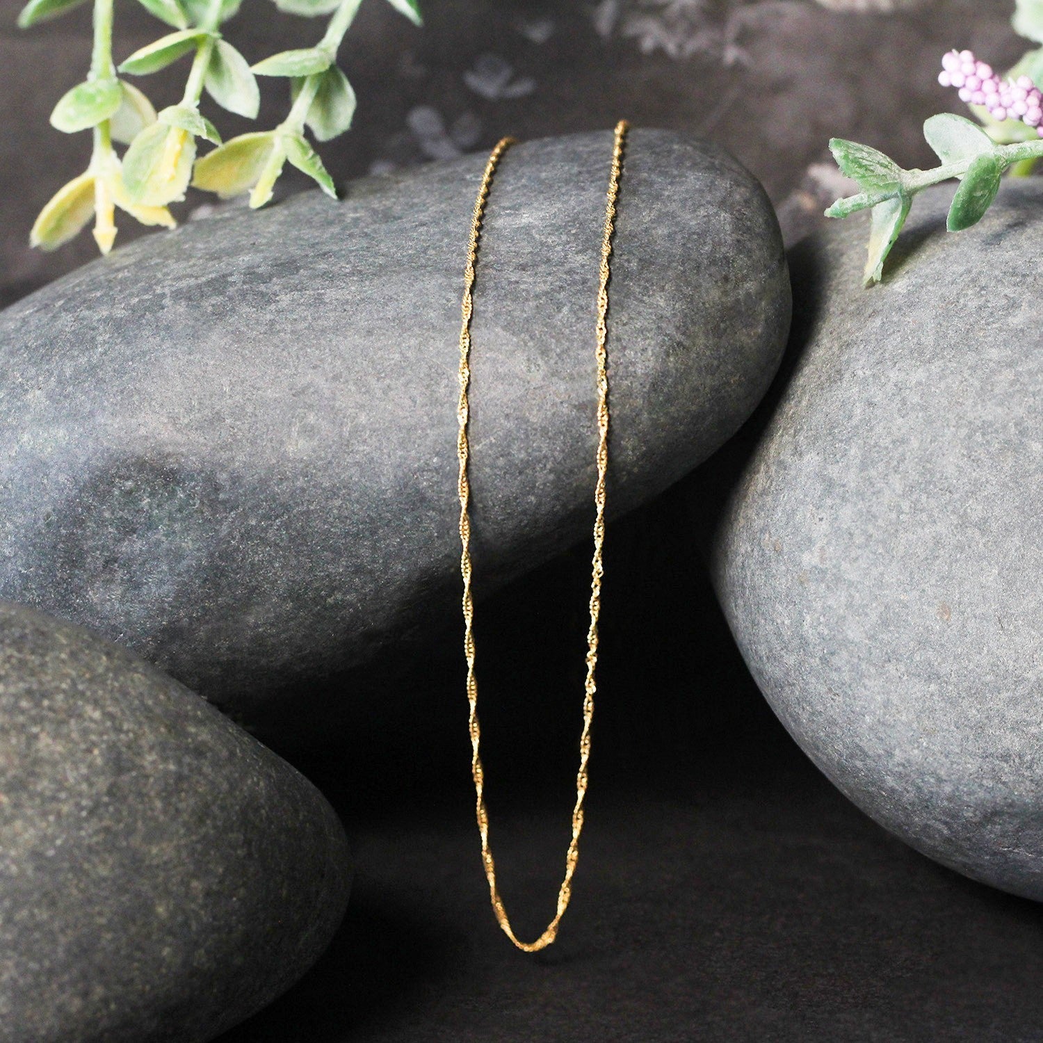 14k Yellow Gold Singapore Chain 0.8mm by Bids.com