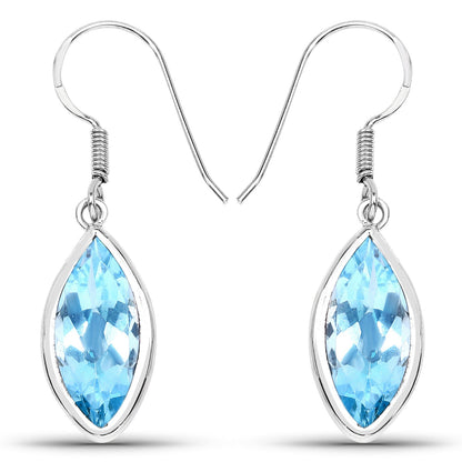 9.76 Carat Genuine Blue Topaz .925 Sterling Silver Earrings by Bids.com
