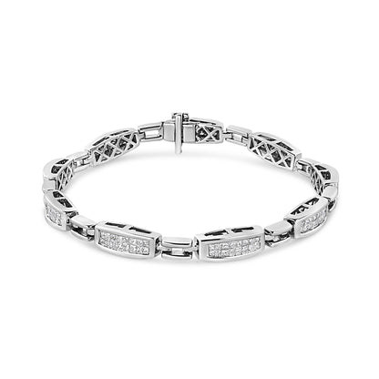 14K White Gold 2.00 Cttw Invisble-Set Princess Diamond Link Bracelet (I1-I2 Clarity, I-J Color) - 7.25" by Bids.com