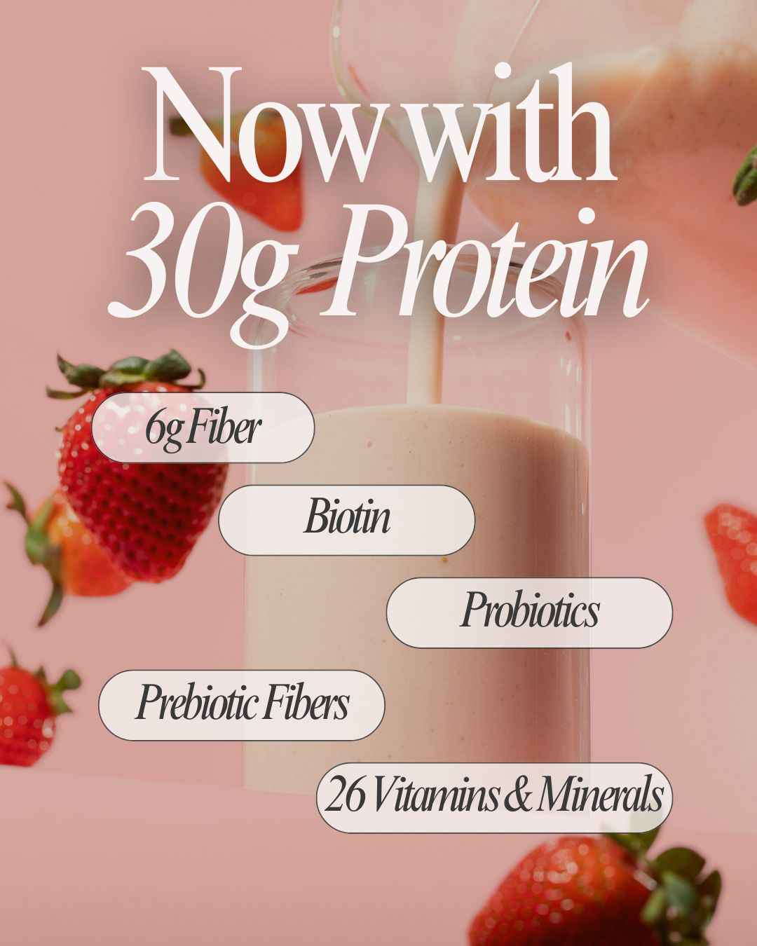 30G Protein Strawberries &amp; Cream Biocare Dietary Beverage (14-Servings)