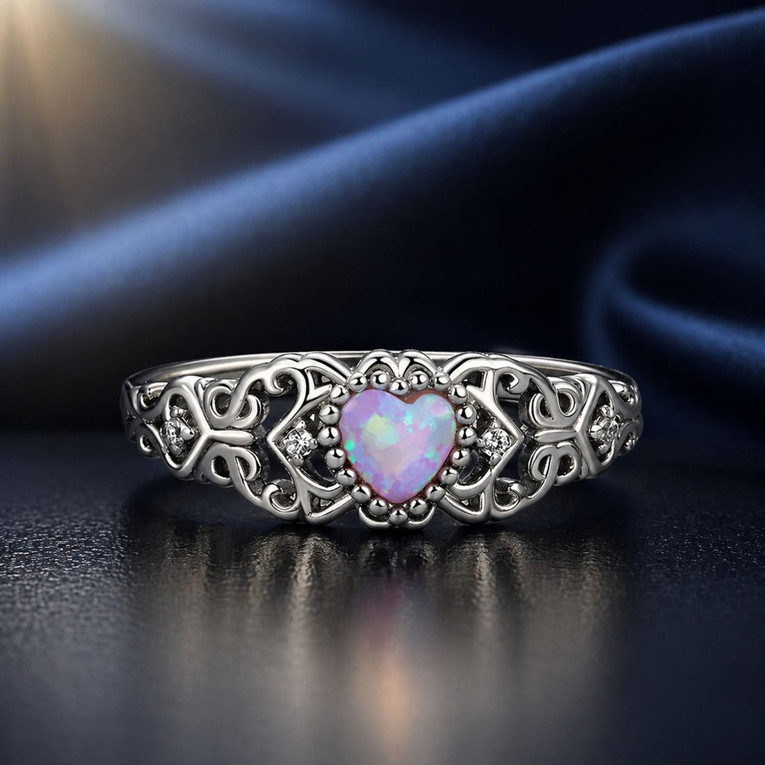 925 Sterling Silver Opal and CZ Stackable Ring in Size 6 for Women  DestGlow