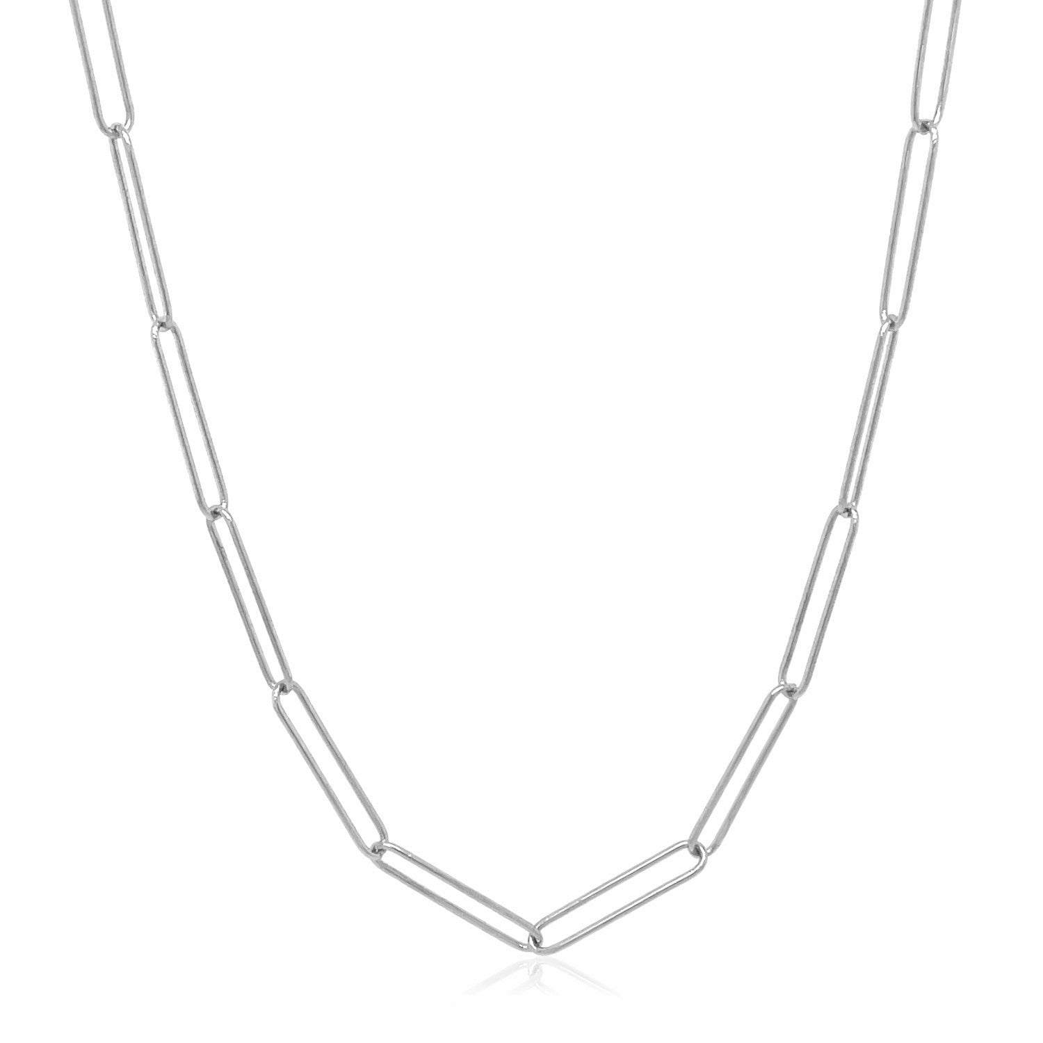 14k White Gold Wire Paperclip Chain (2.7mm) by Bids.com