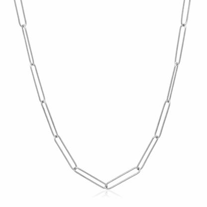 14k White Gold Wire Paperclip Chain (2.7mm) by Bids.com