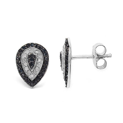 0.47 Carat Genuine Black Diamond &amp; White Diamond .925 Sterling Silver Earrings  DestGlow