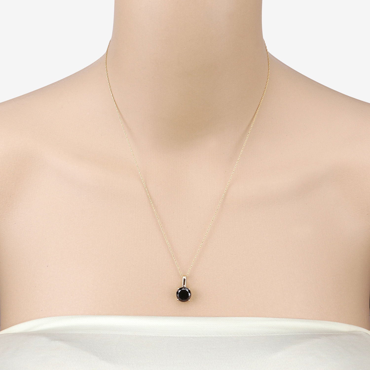 3.12 Carat Genuine Black Diamond 14K Yellow Gold Pendant  DestGlow