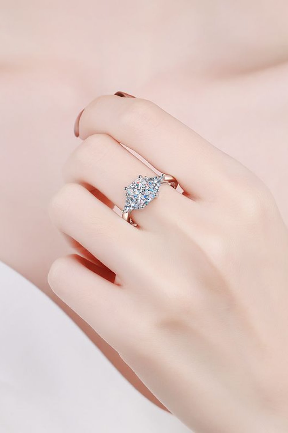 3 Carat Radiant-Cut Sparkala™ 925 Sterling Silver Rhodium-Plated Ring by Sparkala