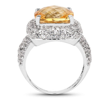7.95 Carat Genuine Citrine and White Topaz .925 Sterling Silver Ring by Bids.com