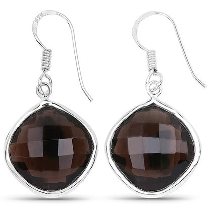 22.80 Carat Genuine Smoky Quartz .925 Sterling Silver Earrings by Bids.com