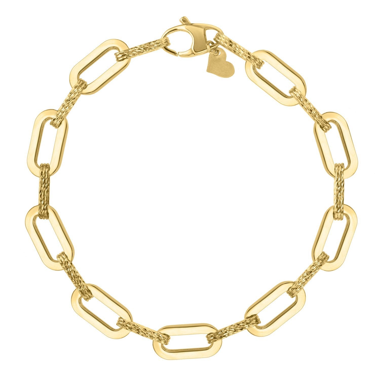 14k Yellow Gold Diamante Paperclip Chain Bracelet (7.00 mm) by Bids.com