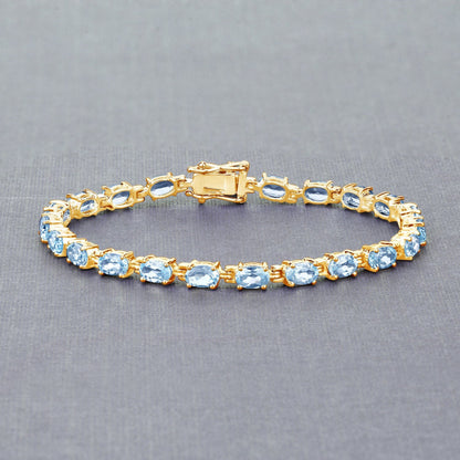 11.22 Carat Genuine Blue Topaz .925 Sterling Silver Bracelet  DestGlow